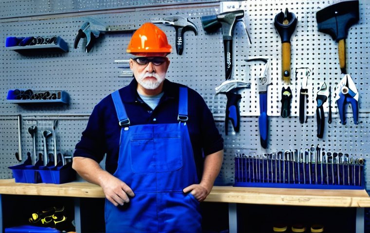 자동차정비사 필수 장비 구입 가이드 - **Prompt:** A clean and well-organized automotive workshop interior. In the foreground, a sturdy, da...