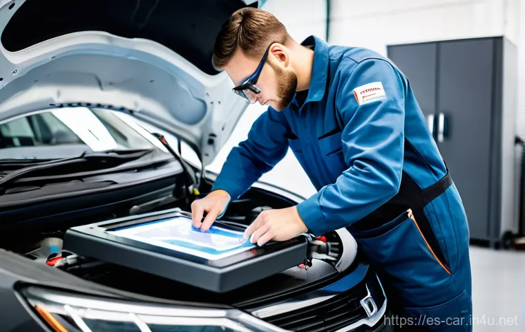 자동차정비사로서 해외 취업 도전하기 - **Prompt:** A highly skilled automotive mechanic, appearing focused and capable, meticulously workin...