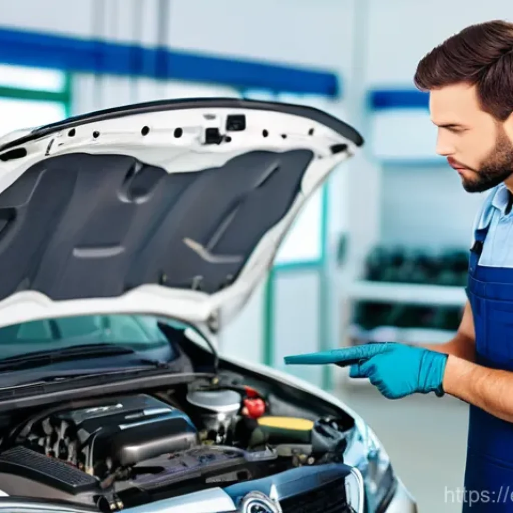 자동차정비사로서 필요한 소프트 스킬 - **Prompt:** A compassionate male mechanic in his late 30s, wearing clean work overalls and gloves, i...