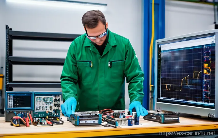 자동차정비 직종별 연봉 비교 - **Electromechanical Specialist at Work:**
    A highly skilled automotive technician, appearing to b...
